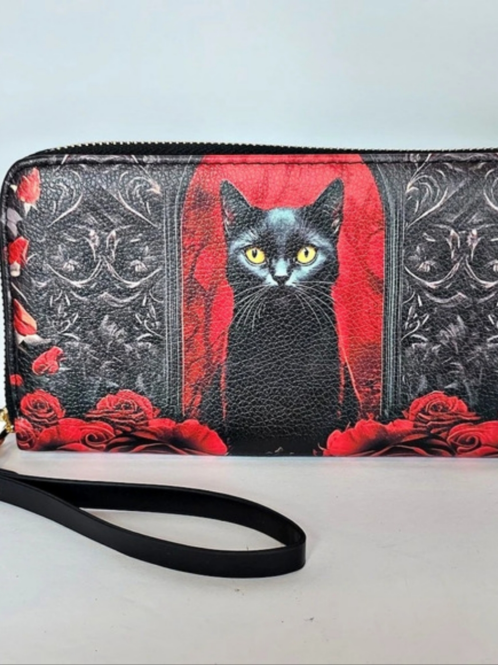 Black Cat Wallet Black & Red Wristlet